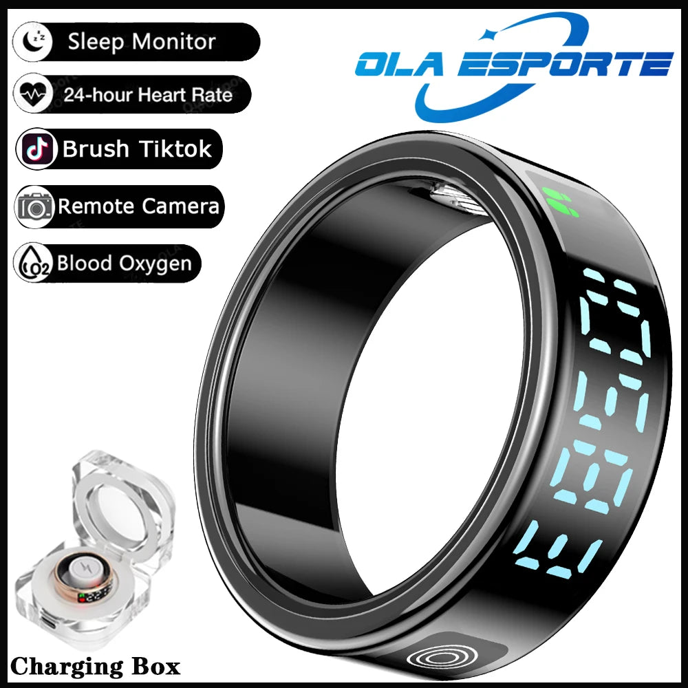 Display Screen Smart Ring Bluetooth Connection Heart Rate Sleep Monitoring Multi-function Ring Multiple Sports Modes Waterproof