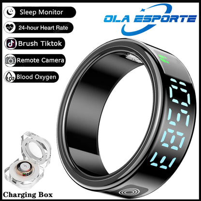 Display Screen Smart Ring Bluetooth Connection Heart Rate Sleep Monitoring Multi-function Ring Multiple Sports Modes Waterproof