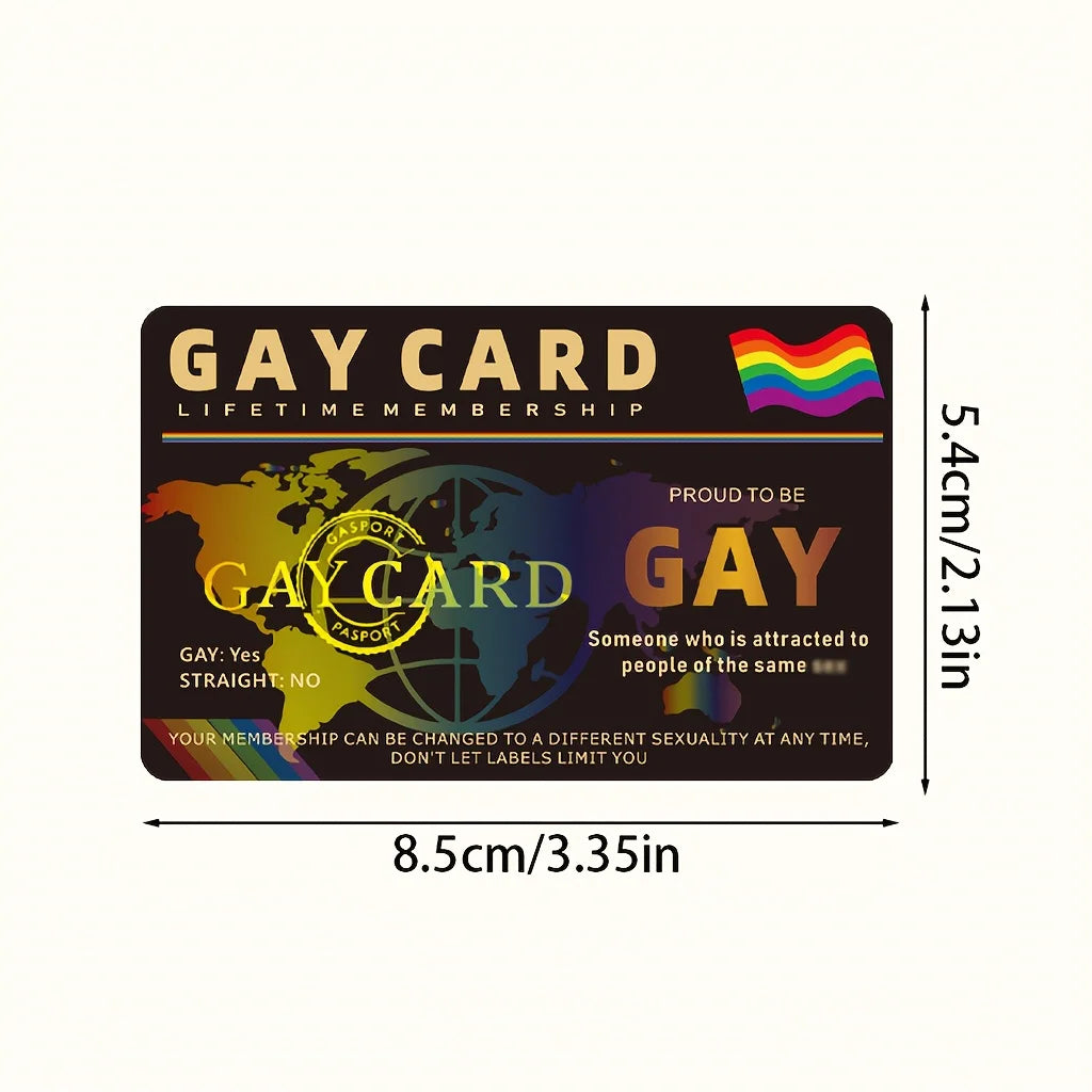 5 pcs-GAY CARD – Pride Lifetime Membership Collectible Card，Round Corner Credit Card Size, PVC, Durable Waterproof, Gay Members