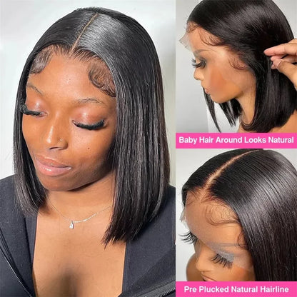 200Density Straight Short Bob 5x5 HD Lace Front Human Hair Wigs 4x4 Lace Closure Wig Brazilian Black Wig For Women Cheap On Sale