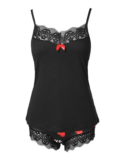 New Fashion 2023 Casual Summer Womens Two Piece Sets Outfit Sexy Floral Print Lace Trim Sleep Cami Set Female Clothing