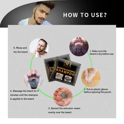 Sevich Instant Hair Dye Black Beard Shampoo Beard Paint Men Beard Coloring Dye Natural Temporary Blackening Moustache Shampoo