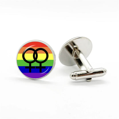 LGBT Rainbow Pride Cufflinks Man High Quality Jewelry Accessories Gay Pride Rainbow Flag Photo Suit Shirt Cuff Links Gift