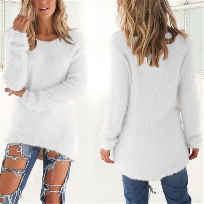 Sweater Woman autumn/winter 2022 Solid Color Long Sleeve O-neck Fleece Sweaters Women Fashion Dropshipping Sale CHD3059