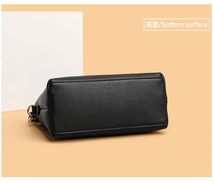100% Genuine Leather Shoulder Bag for Women Solid Purse Luxury Cowhide Crossbody Bags Female Fashion Handbag Hobos Tote Bag