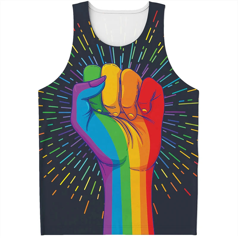Rainbow LGBT Pride Pattern Tank Top Summer Fashion Colorful Men Women 3D Printed Sleeveless T Shirt Casual Harajuku Loose Vest
