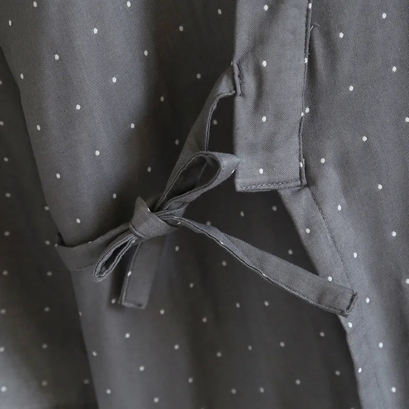 Kimono Robes Pajamas Set for Spring Autumn and Summer Thin Men's Cotton Loose Fit Large Size Half Sleeve Sleepwear Set