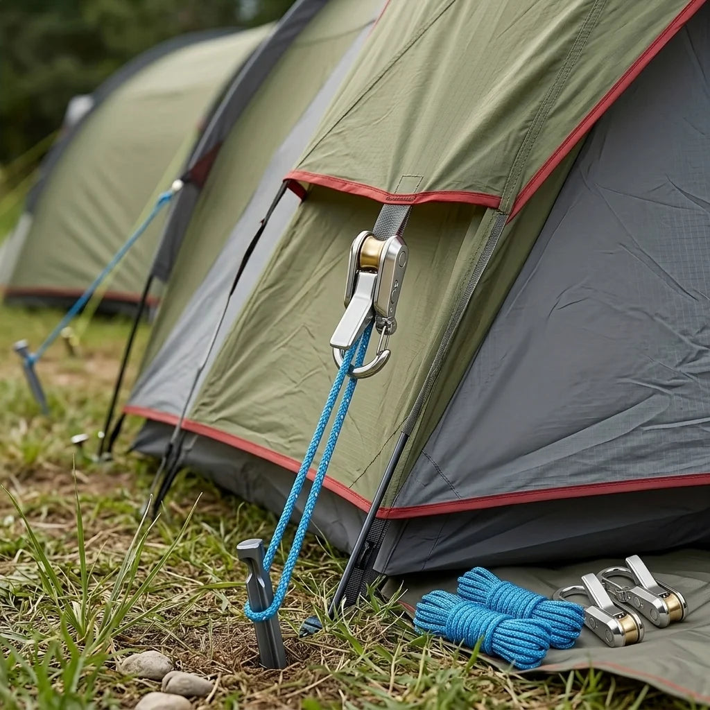 2-6 Set Rope Tying Tool and Tensioner with Roller Tensioner Retractable Buckle with Accessory Rope Suitable for Camping