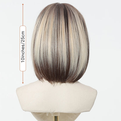 13*6 HD Transparent Lace Front Wigs Natural Hairline Short Straight Synthetic Wigs For Women Daily Party Brown Mixed Blonde Wigs