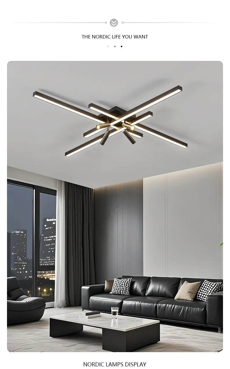 Modern Minimalist Living Room Ceiling Lights Bedroom Long Line lamps LED Chandelier Hall Bedroom Indoor Lighting Decoration