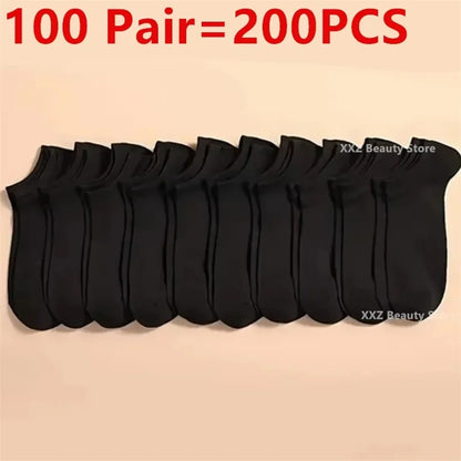 50/100 Pairs Solid Color Breathable ﻿Sock Women Men Boat Socks Invisible Low Cut Non-slip Summer No-show Ankle Socks Wholesale