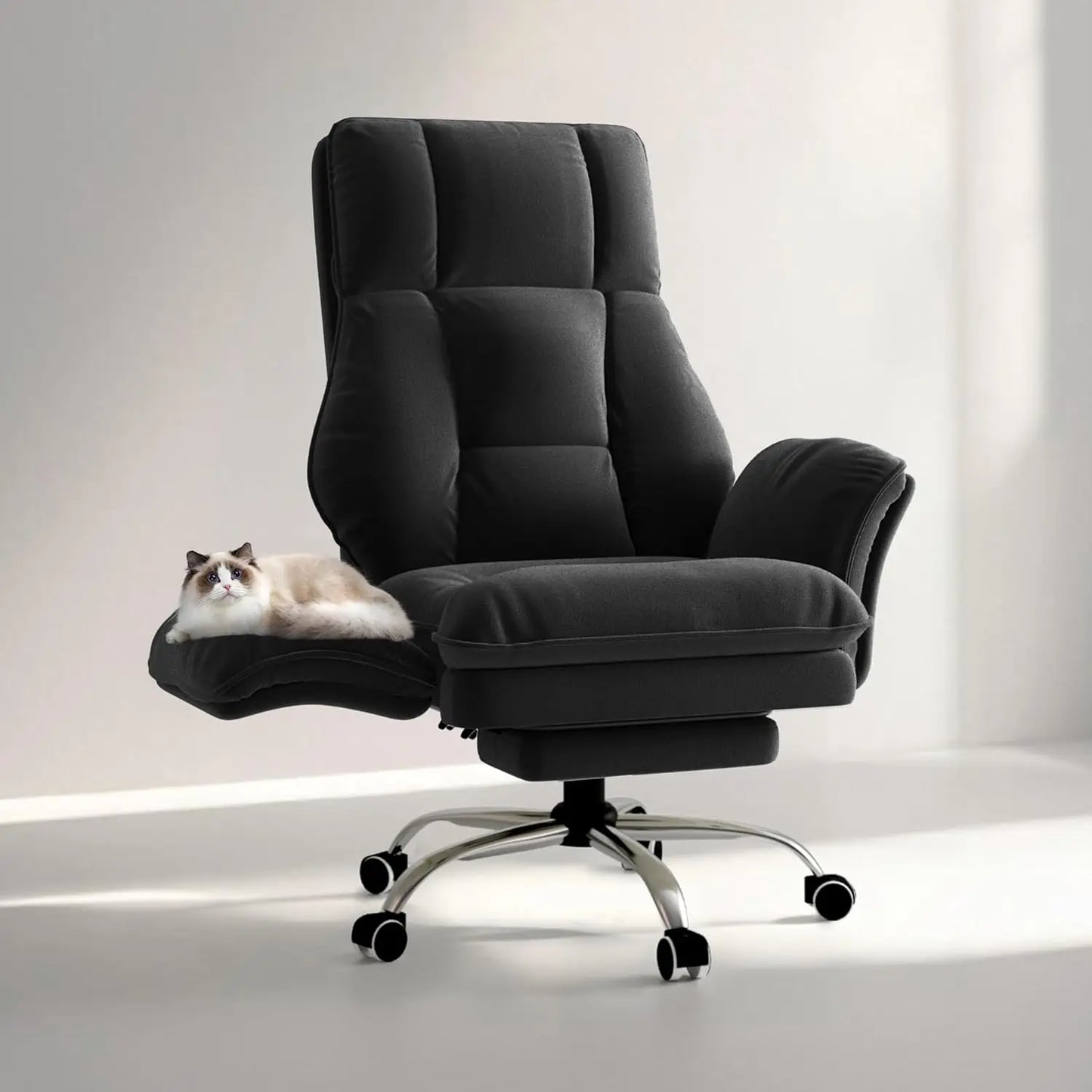 Big & Tall Executive Chair, Ergonomic Gaming Desk Chair with Footrest, Crystal Velvet Reclining Office Chair