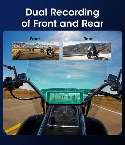 JMCQ 6.86'' Motorcycle DVR GPS Navigaton Wireless Carplay Android Auto Dash Cam IP67 Waterproof Dual Bluetooth Moto Monitor