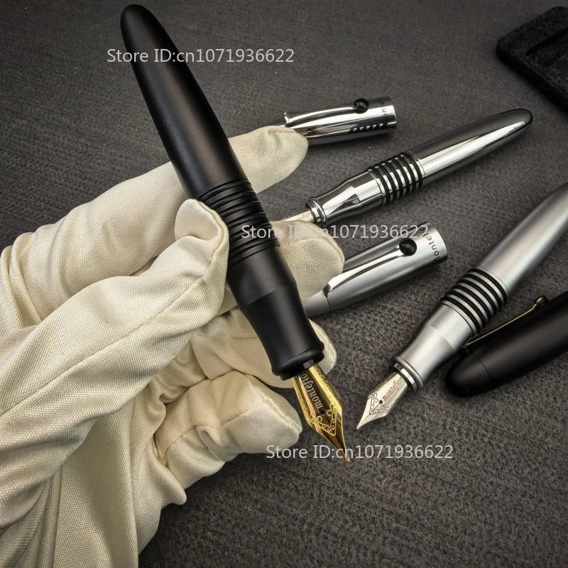 Benovel F857 Small Steel Cannon Pen Brass Chrome Plated All Metal Adult Student Calligraphy Practice Office Advanced Ink Pen