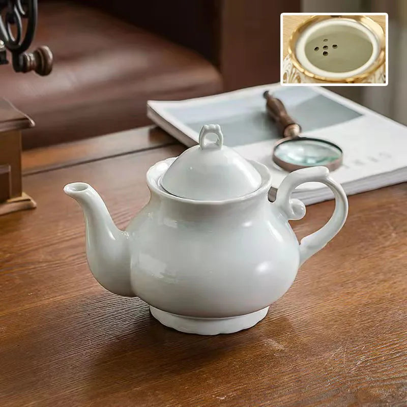 900ML European British Teapot  Porcelain High-Capacity Tea Pot With Filter Luxury Teaware Heat Resistant Kettle Pot Ceramic
