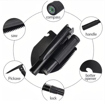 Multifunctional garden shovel for camping, suitable for camping/fishing/wild survival, etc. Shovel. Pickaxe and hoe three-in-one