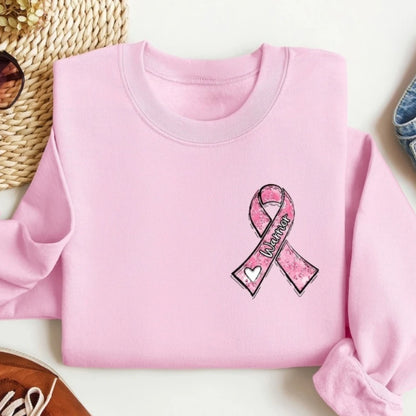 Breast Cancer Warrior Sweatshirt in October We Wear Pink Crewneck Hope Pink Ribbon Sweater Cancer Survivor Women Gift Clothing