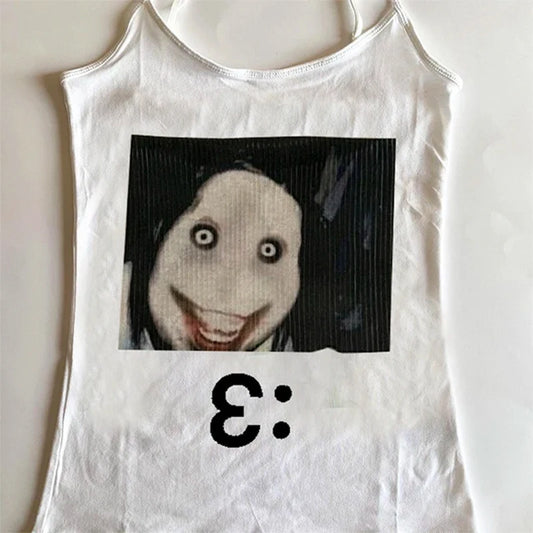 Women Sleeveless Camisole Y2K Sexy Streetwear Hip Hop 2000s Vintage Girls Summer Basic Elastic Chic Fun Prints Aesthetic Clothes