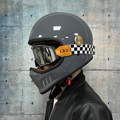 Dot-approved, motorcycle full-cover vintage helmet, Cafe cruiser helmet, PC lenses, suede lining