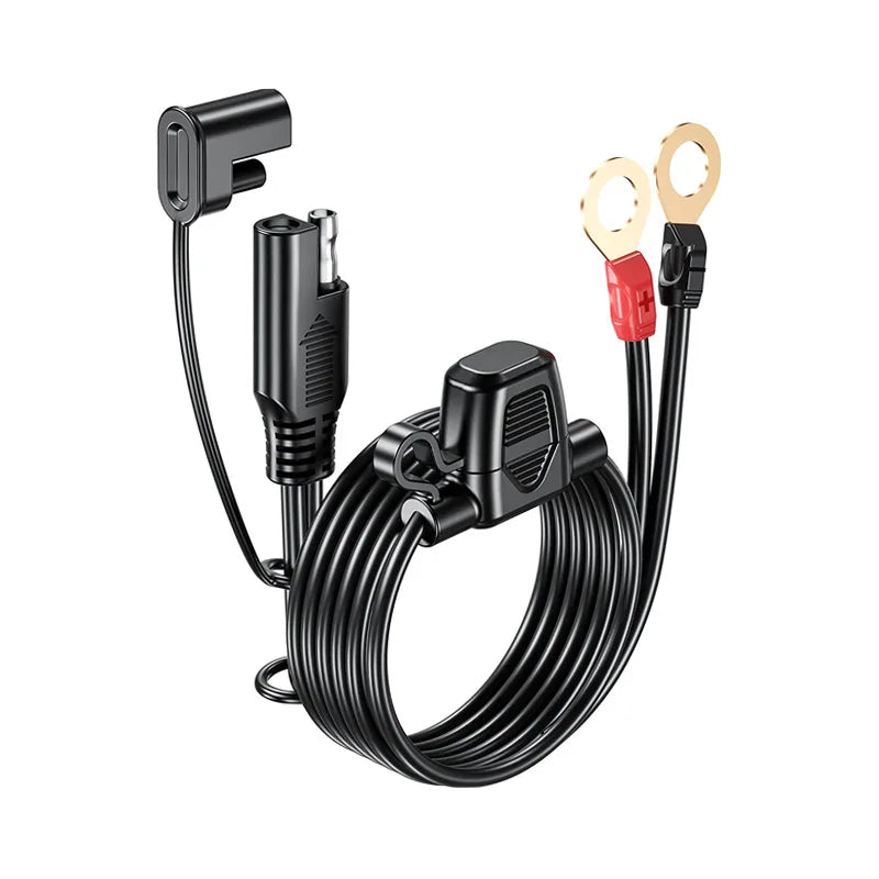 60cm/180cm Quick Release SAE Cable w/ 10A Fuse Terminal O Connector Battery Charger Extension Adapter Wire 16AWG Terminal