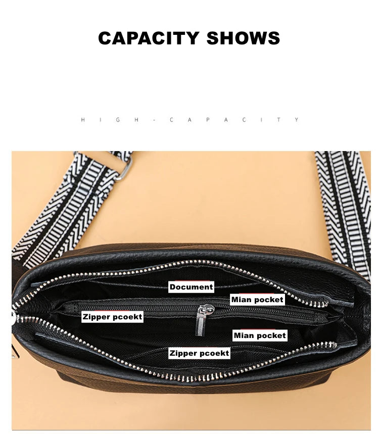 100% Genuine Leather Shoulder Bag for Women Solid Purse Luxury Cowhide Crossbody Bags Female Fashion Handbag Hobos Tote Bag