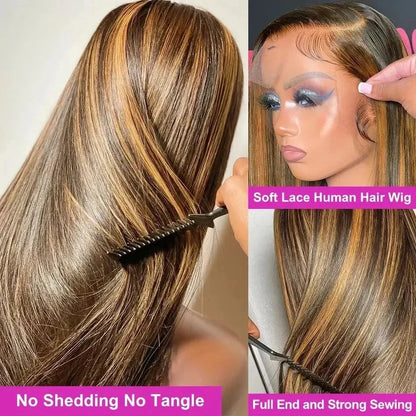 13x4 13x6 HD Lace Front P427 Highlight Bone Straight Human Hair Wigs 200 Density Brazilian  Honey Blonde Colored Human Hair Wigs