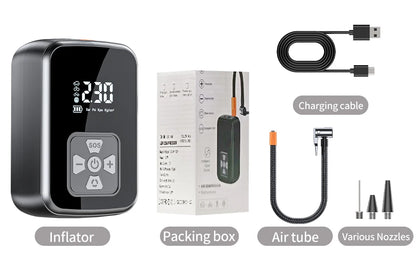 Portable Car Air Pump Electric Tire Inflator Intelligent Digital Display Tire Inflator For Car Motorcycle Bicycle Air Compressor