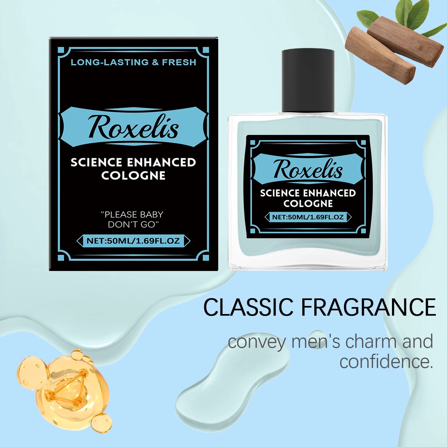 Roxelis 50ml Pheromone Cologne Perfume Mist Men Long Lasting Gentleman Charming Scent Refreshing Couple Dating Glamour Perfume