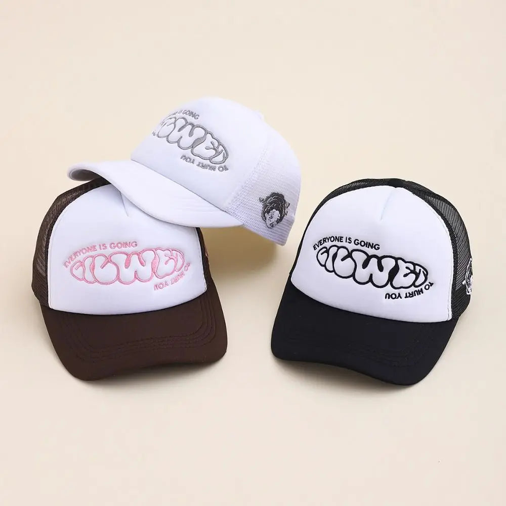 Sunscreen Cap EVERYONE IS GOING Baseball Cap Sunscreen Hat Adjustable Trucker Cap Breathable Casual Snapback Cap Hip Hop