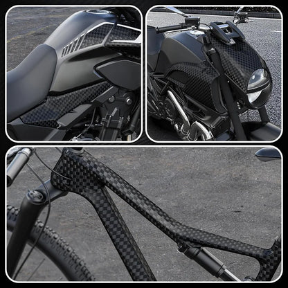 Premium PET Black Checkered Carbon Vinyl Wrap Roll Air Release Self Adhesive Decal Automotive Car Wrapping Foil