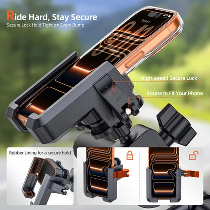 New Anti-Vibration Bicycle Phone Holder 360 Rotating Shock Absorber Quick Release Phone Mount For Electric Bike Motorcycle