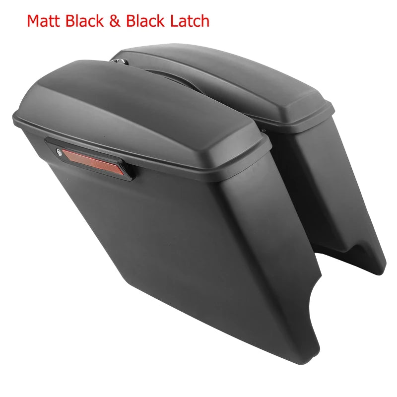 Motorcycle 5" Stretched Extended Saddlebags Saddle Bags For Harley Touring Road King Road Glide Street Glide 2014-2024