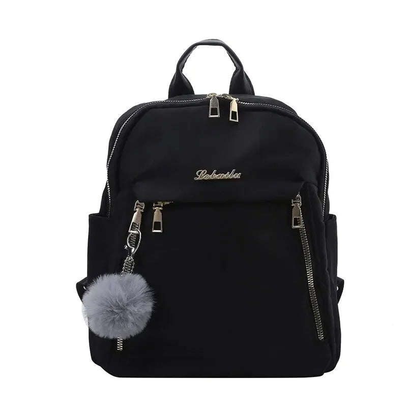 Simple Large Capacity Unisex Black Travel Backpack - Harajuku & High Street Style Student Backpack