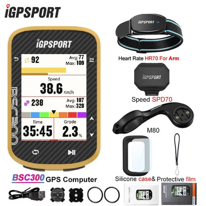 iGPSPORT BSC300 BSC 300 Yellow Computer ANT+ Wireless Bike Speedometer Bluetooth GPS route navigation notification Odometer