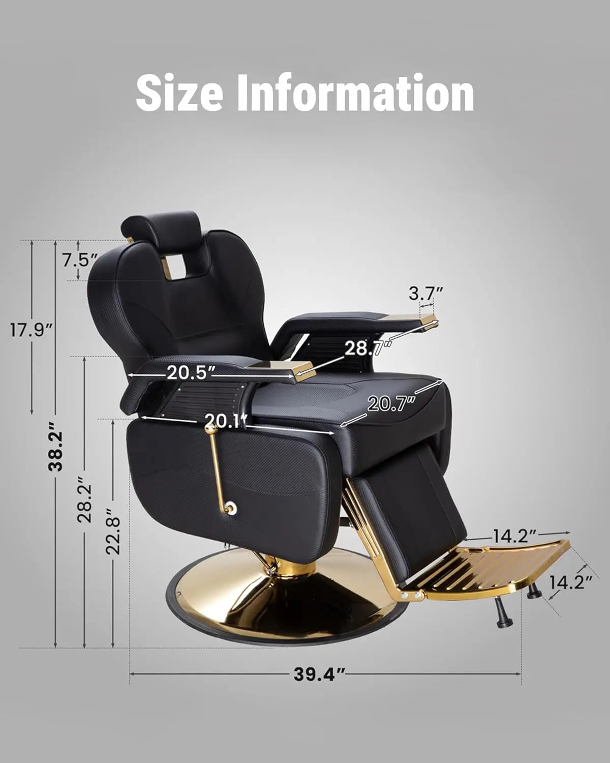 Salon Chair for Hair Stylist, 440 Lbs Heavy Duty Reclining Barber Chair with High-Density Foam Cushioning, Customized