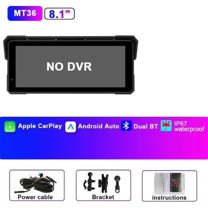 Jansite Portable 8.1 inch IP67 Waterproof Motorcycle 4K DVR GPS Navigation Wireless Carplay Android Auto Moto Recorder Monitor