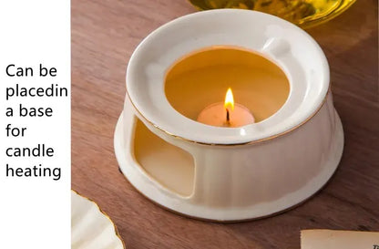 British Handle Ceramic Glass Teapot With Candle Heating Base Set European Porcelain Coffee Pot Afternoon Tea Home Decoration