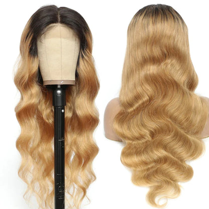 Honey Blonde Lace Front Wig PrePlucked 1B 27 Human Hair Wigs Ombre Body Wave Lace Front Human Hair Wig 180% Raw Bodywave 30 Inch
