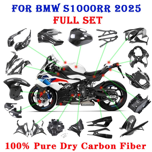 2025 For BMW S1000RR M1000RR 2023 2024 Pure Dry Carbon Fiber Winglets Rear Parts Fenders Tank Cover Fairing Kits
