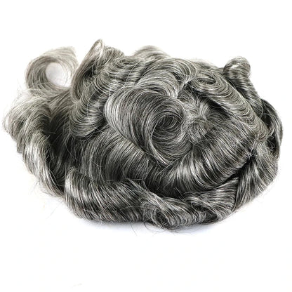 Grey Man Human Hair Wigs Replacement Natural Hairline Full Injection PU Base Prosthesis Capillary 1B40 1B80 Old Man Hairpieces