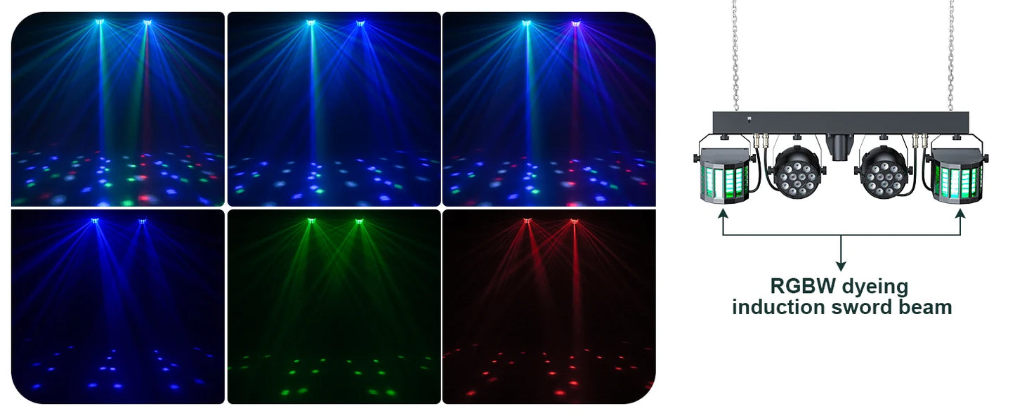 Yiflamefly 60W RGBW LED Par Lights With Bag&Bracket Combination Bracket Lights DMX Stage Light For Church Wedding Birthday Party