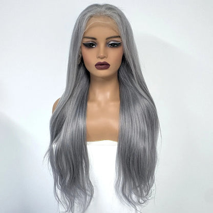 13x4 Lace Frontal Pink Straight Human Hair Wig 26 28inch 250 Density Pre Plucked Red Hair Wig Grey Lace Front Wigs for Women