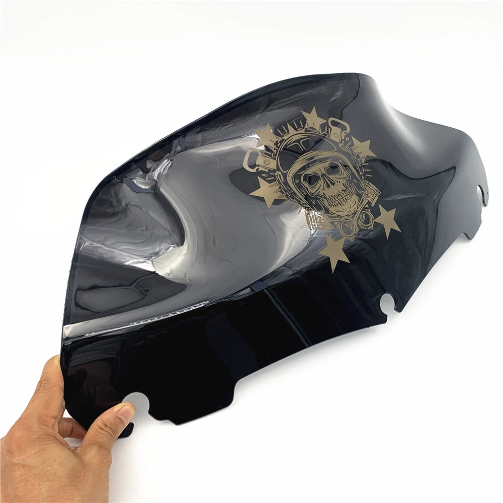 For Harley Touring Street Electra Glide Ultra FLHX 2014-2022 Motorcycle Skull 7" 9" Windshield Upper Fairing Wind Deflector