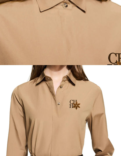 CHCH 2024 Fashion New Shirt Office Lady Shirt Women's Elegant Blouse Lapel Long Sleeve Leisure Commuting Top Female Clothing