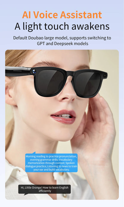 V3 AI Smart Glasses with ChatGPT, 8MP Camera Video Recording, Bluetooth Calls, Voice Wake, Music Playback Sunglasses