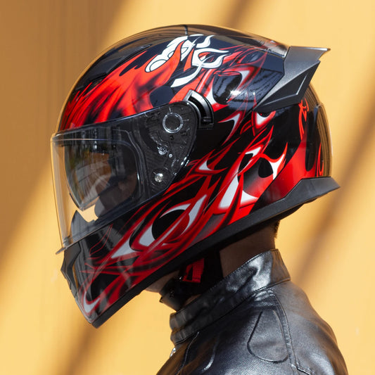 Full - Face Motorcycle Helmet DOT Certified Unisex Helmet with Built - in Sun Visor and Clear Outer Visor