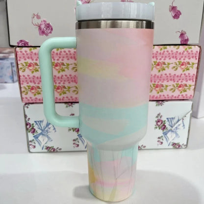 40oz Tumbler withLOGO Handle Lid Straw Stainless Steel Vacuum Insulated Quengher H2.0 Thermos Cup Silicone Boot for Stanleys