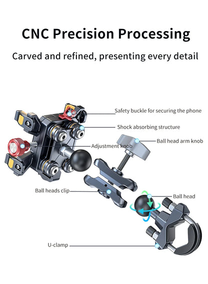 New Universal Motorcycle Phone Holder High-Quality Alloy Shock Absorption Motos Navigation Mount Motorcycle Accessories