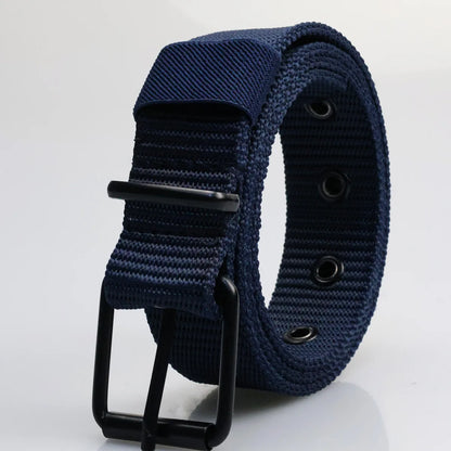 New Porous Pin Buckle Canvas Belt Men's Fashion Versatile Belt Student Youth Military Training Extended Denim Designer Belt