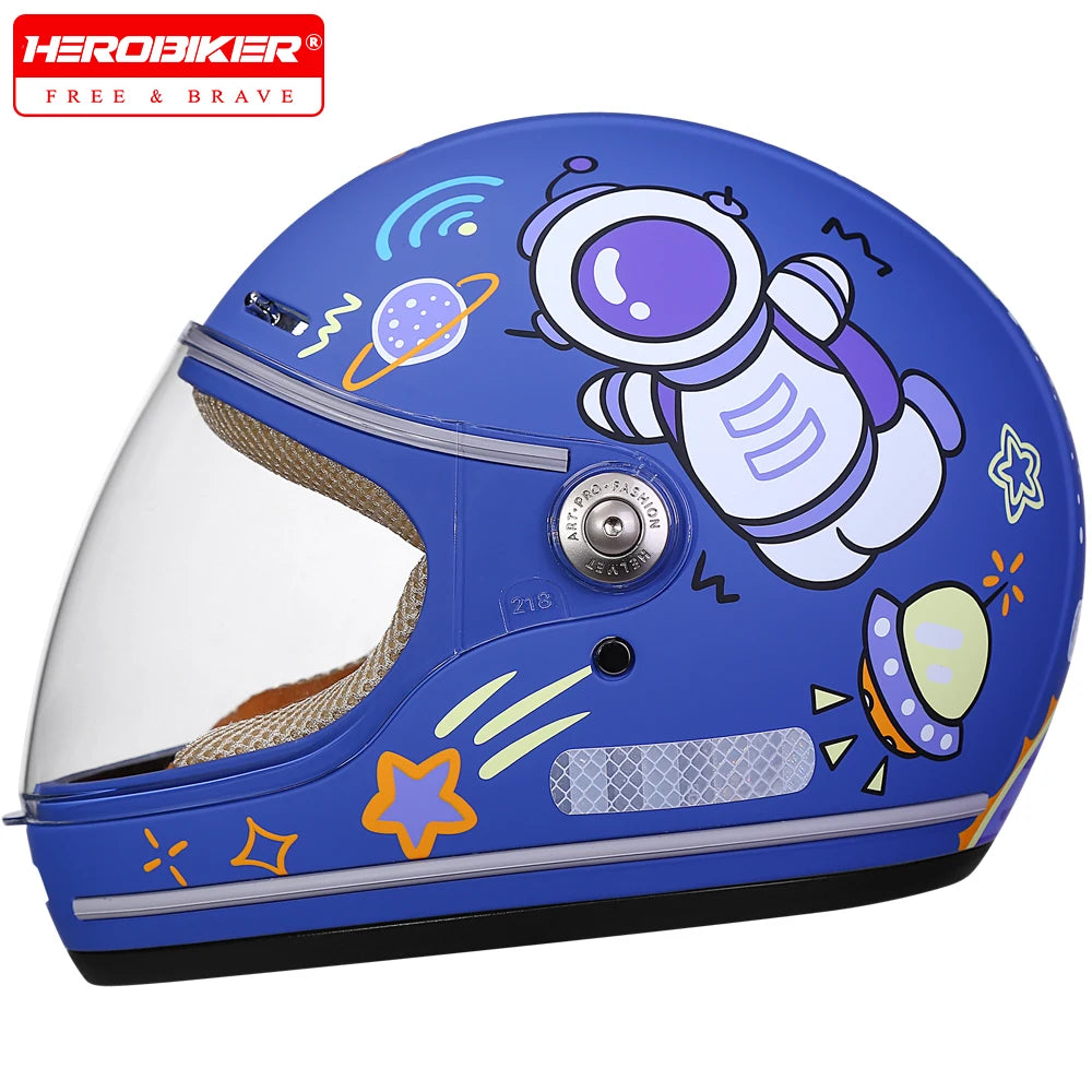 Children's Anti Fall Helmet Cute Cartoon Motorcycle Helmets Electric Bike Helmet Children's Moto Helmets Riding Full Helmet
